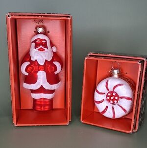 John Derian for Target SANTA & COOKIE Glass Ornaments 2025 Set of 2 New in Box